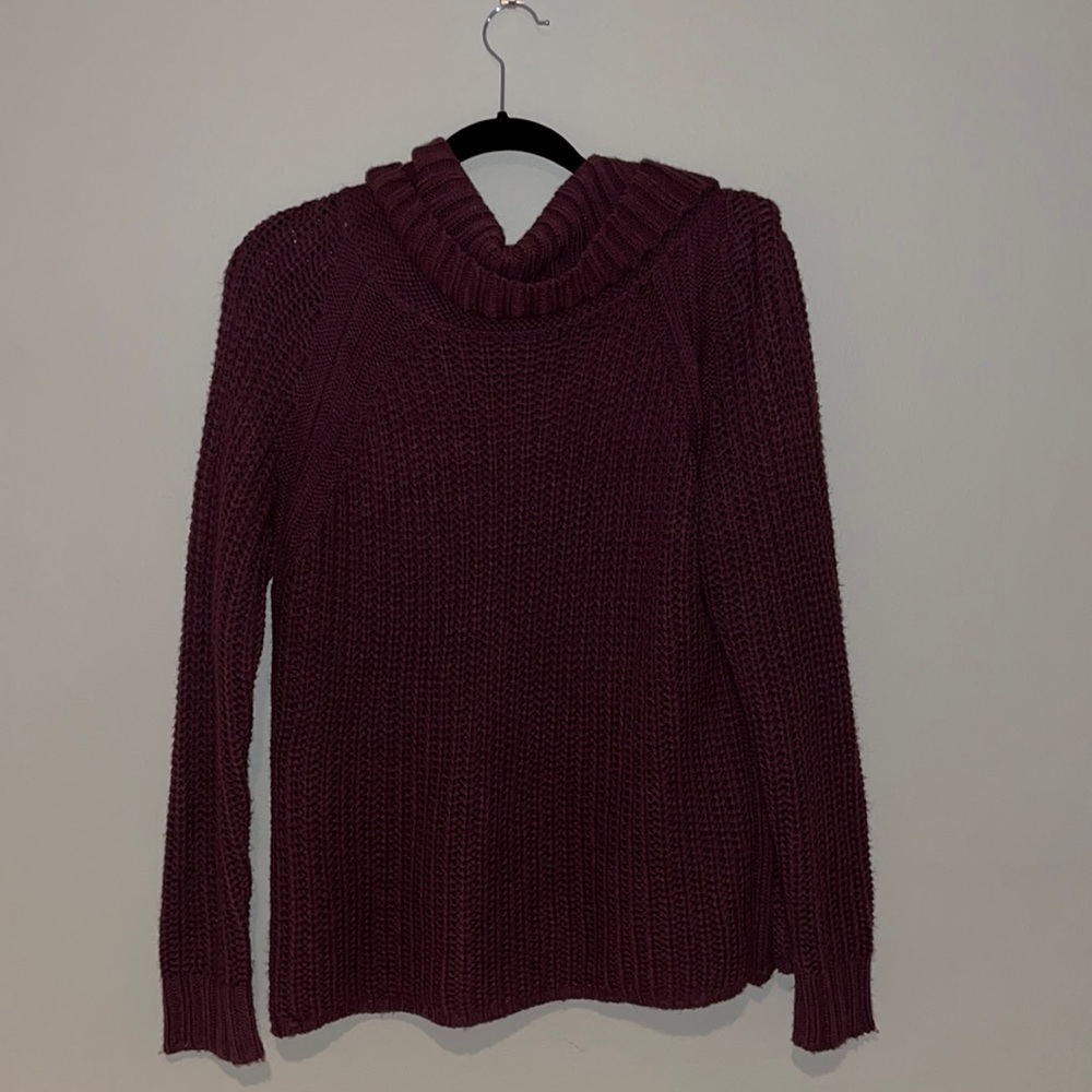 Purple Knitted Turtleneck Sweater
